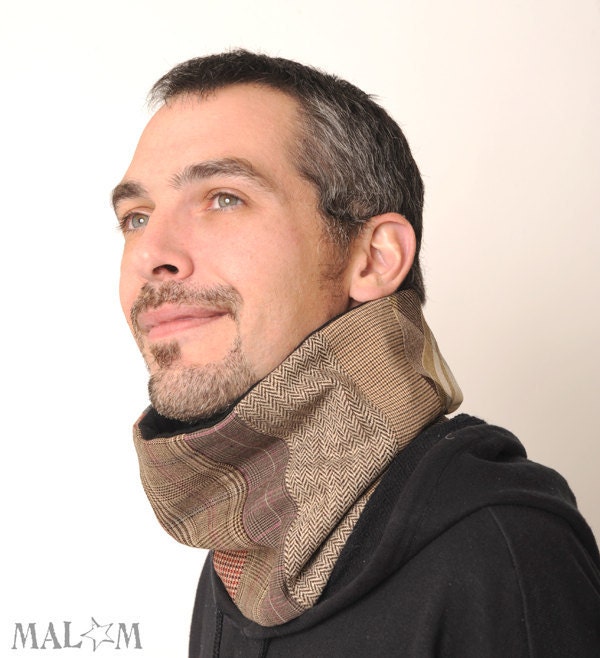  brown fabric patchwork neckwarmer as an ideal gift for men