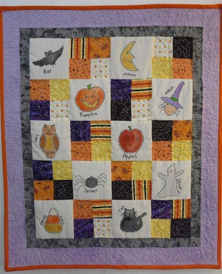 Halloween Sampler STITCHERY Quilt E Pattern- embroidery Pdf primitive wallhanging witch ghost candy corn spider pumpkin embroidery paint