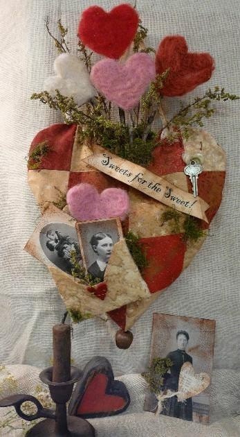 Sweets For The Sweet Valentine E Pattern - email primitive PDF banner old photos quilt heart sweet annie envelope