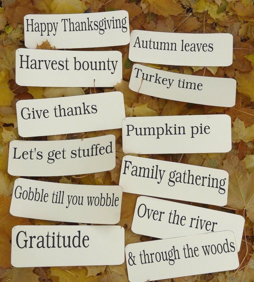 12 Large Thanksgiving Fall Flash Cards - vintage like phrases altered art  thanks gratitude antique signs words scrapbooking primitive