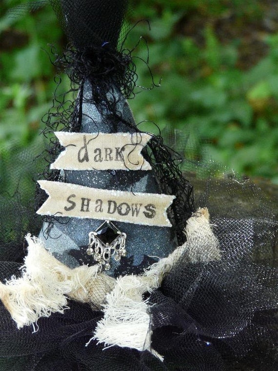 Dark Shadows Fascinator Party Hat - Halloween fabric banner Steam punk tea party mini head piece