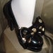 Adorable Black Patent Leather with Silver Polka Dot High Heel Shoe Wrap Accessories Not Shoe Clips