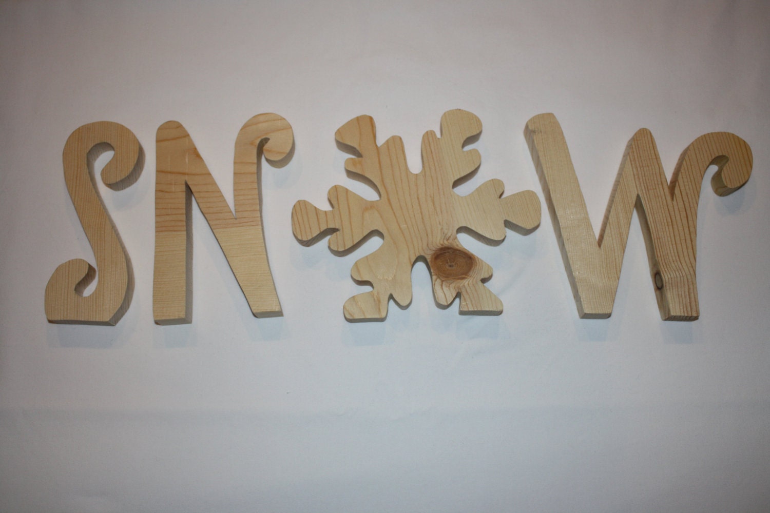 Snow unfinished wood word to decorate you home for the season 6" tall (small snow)