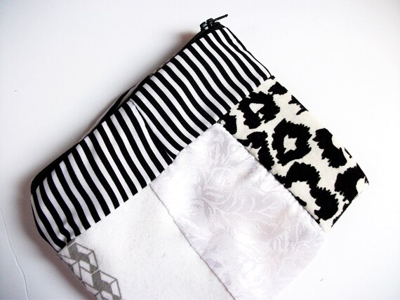 White Patchwork Recycled Coin Purse
