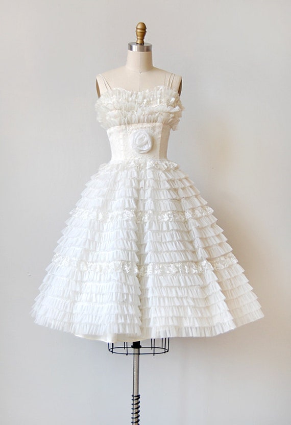 vintage 1950s ruffled white wedding dress | SWAN LAKE WEDDING DRESS