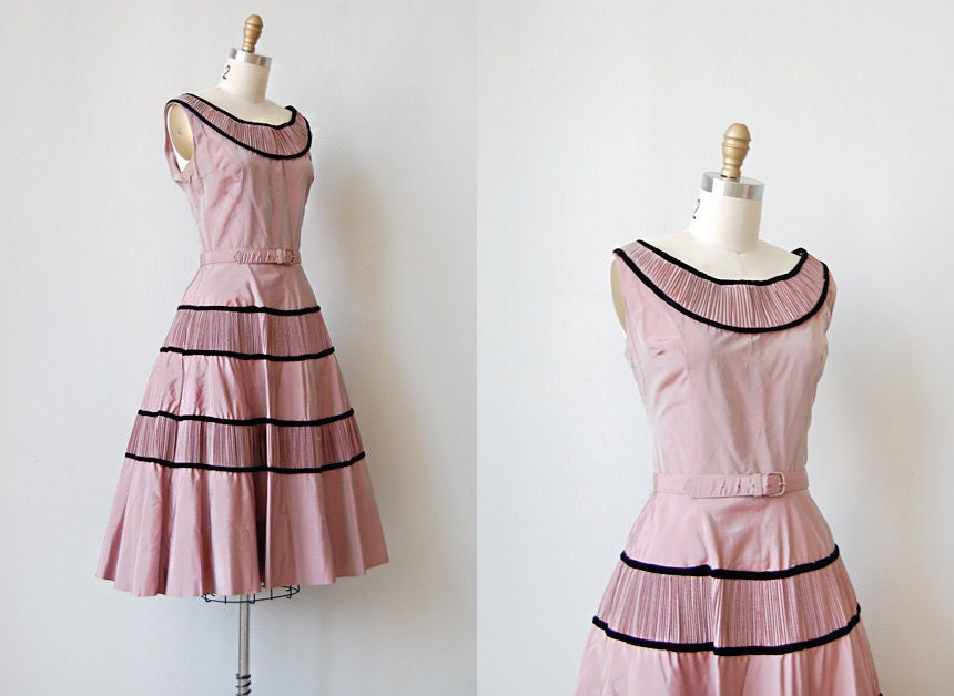 vintage 1950s rose pink taffeta dress | CECILE WAS NEVER LOVELIER DRESS