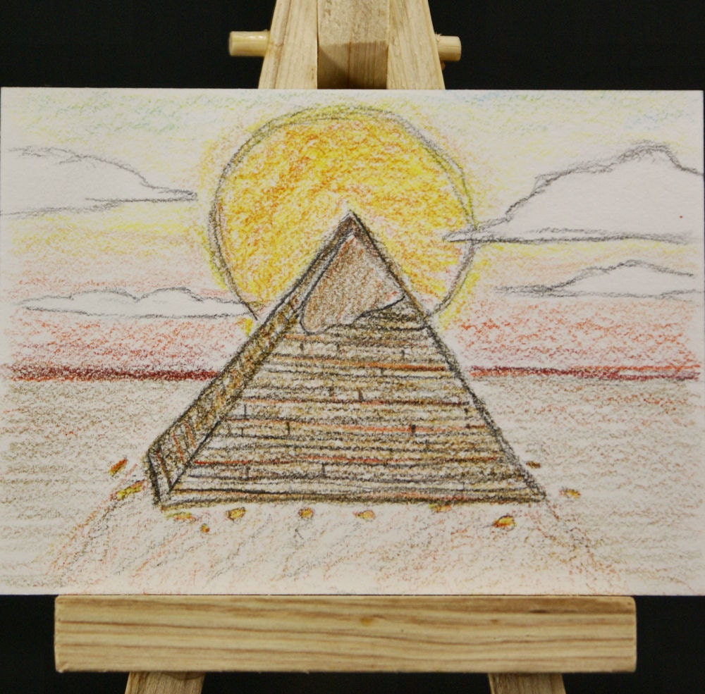 The Pyramid- Egyptian Desert Scene with Sun  ACEO/ATC