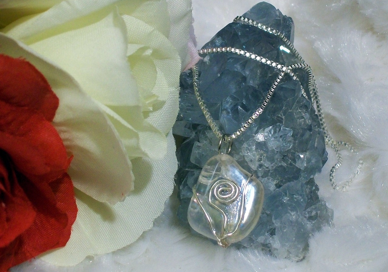 Sterling Silver Angel Aura Crystal Necklace