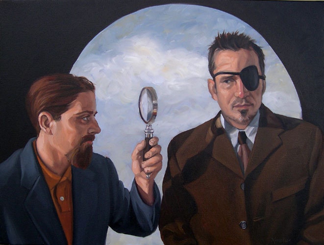 N.O. Body and Sy Klops, oil on canvas, 18"x24"  oil on canvas painting by Kenney Mencher
