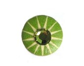 ON SALE Summer Jewelry Ring Button Sparkling Summer Limeade, Lime Sunburst With Peridot Crystal Cabochon, RADIANT Summer Ring,