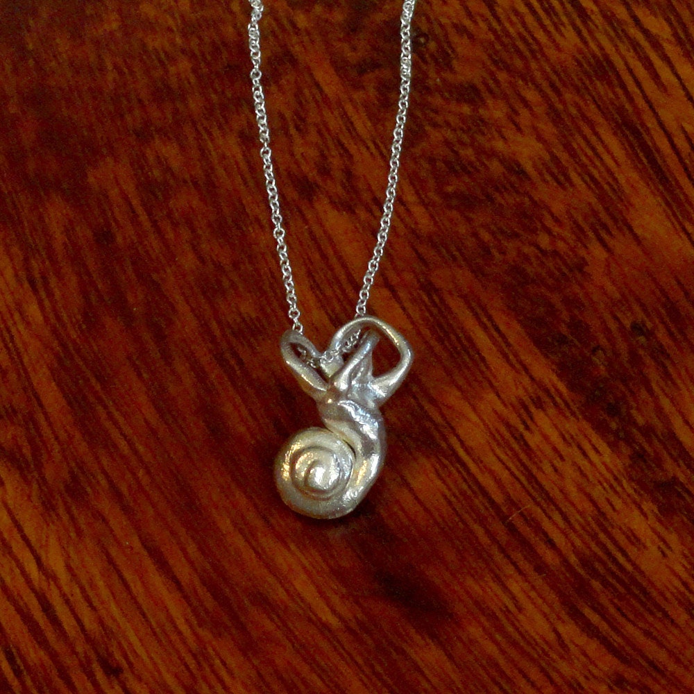 sterling silver inner ear & cochlea necklace