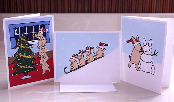 Bunny Christmas Cards by GrizzlyBearGreetings