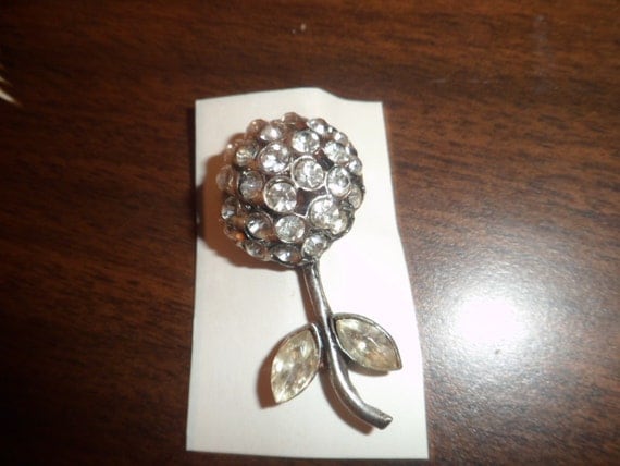Vintage Antiqued Silver Flower Pin