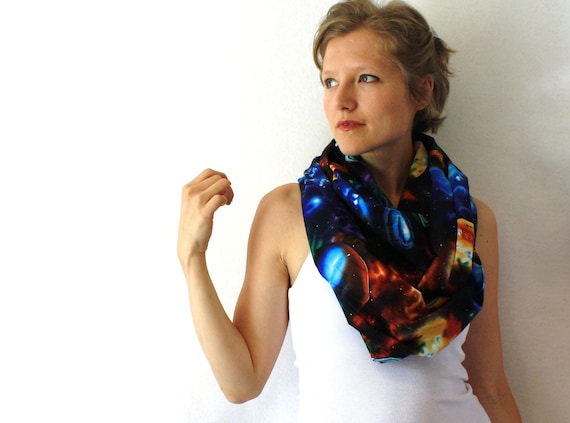 Black Circle Scarf - Outer Space - Galaxy Scarf - Space Scarf - Infinity Scarf - Back To School