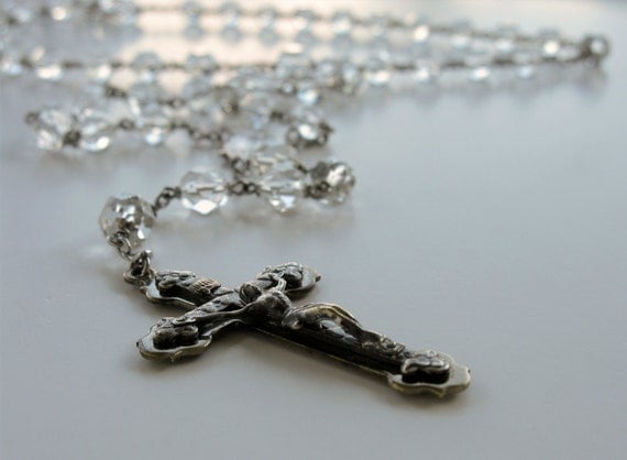 Vintage Faceted Clear Cut Crystal Rosary