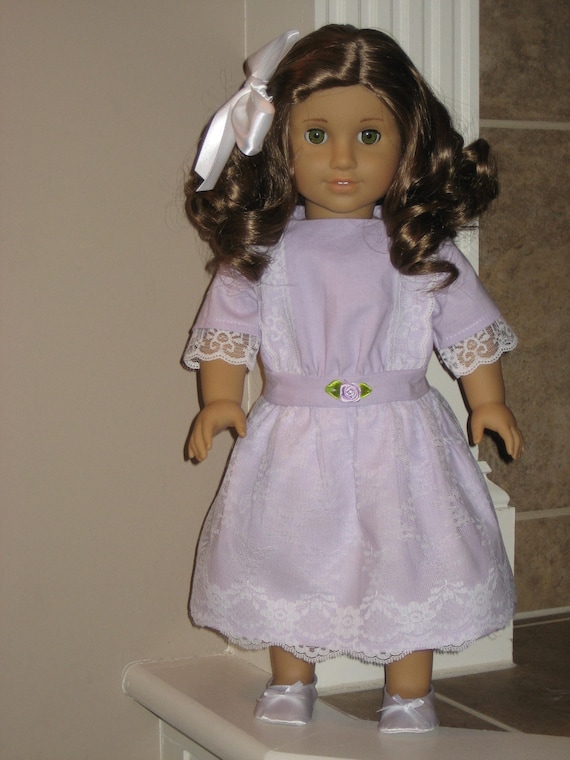 Edwardian/ Titanic Era, early 1900s Lavender and Lace Party Dress made for American Girl dolls Rebecca, Samantha, etc.