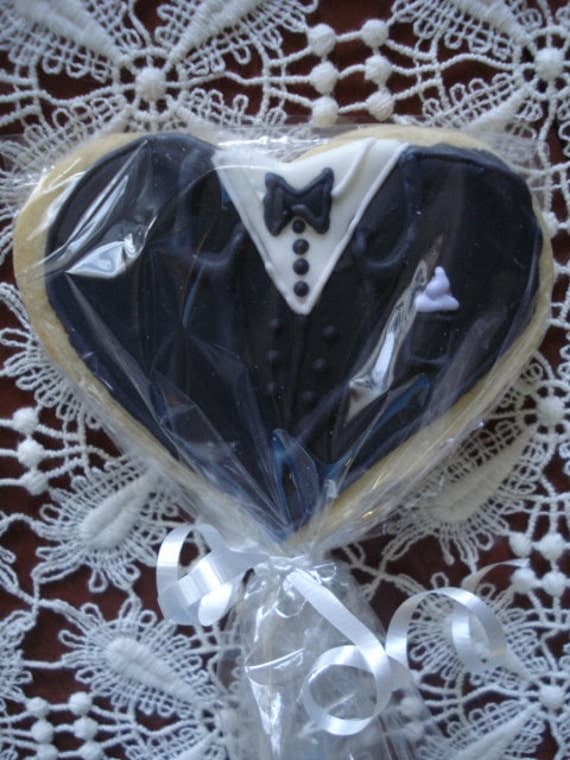 Wedding Bride and Groom Decorated Sugar Cookies - 1 Dozen