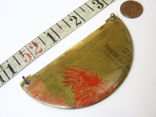 Maid of Vast Distances. Cosmic Rustic Ephemera and Resin Pendant with Brass Protractor.
