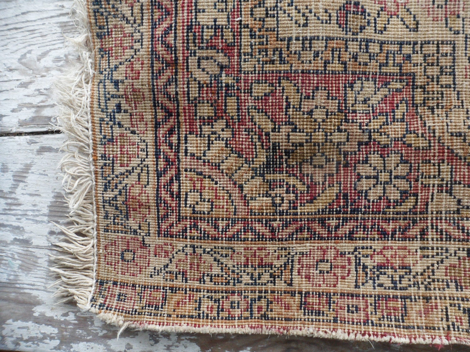 Shabby Antique Persian Kerman Rug