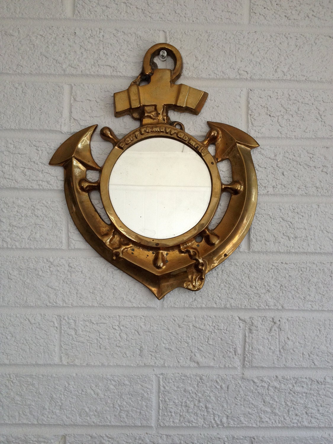 Vintage Brass Anchor Mirror