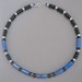 Denim and Leather Genuine Lapis Lazuli and Black Onyx Necklace