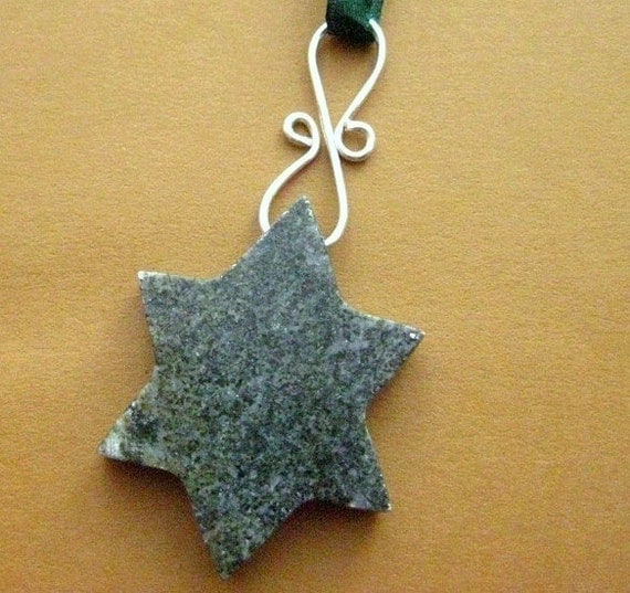 Connemara Marble Star Ornament. Christmas Tree Decoration in Rare, Green, Irish  Stone