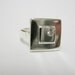 Double Square Ring with Off Set White CZ in Sterling Silver