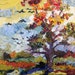 Impressionist Autumn Fire Tree 12 by 12  Original Oil Painting Palette Knife by Ginette