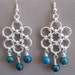 Daring Silver Plated and Black Glass Bead Chainmaille Earrings