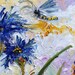 Blue Cornflowers avec Dragonfly Provence Modern Impressionist Original Oil Painting  by Ginette Callaway