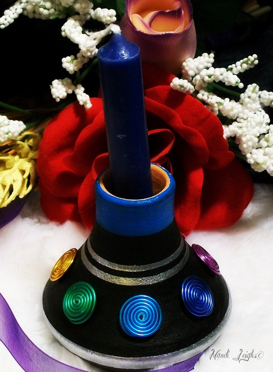 Chakra Ceramic Ritual Chime Candle Holder and Candle