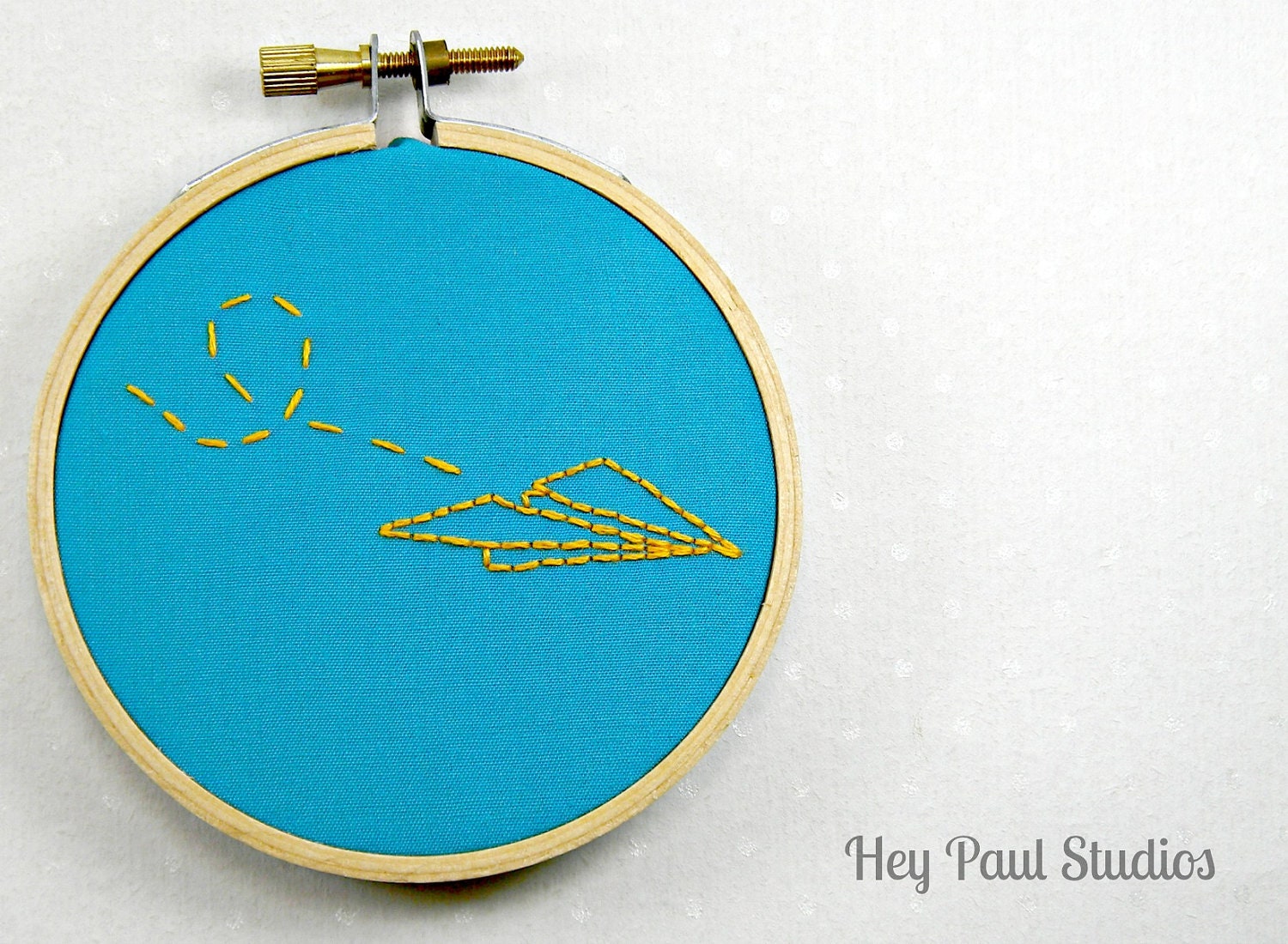 Mini Paper Airplane Embroidery Hoop Art