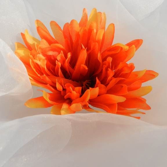 Orange Aster Mum Silk Flower Blossom destash