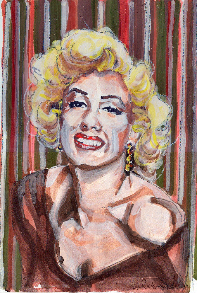 Painting - Marilyn Monroe, Watercolor, Actress, Model, Singer, Sex Symbol, 1950s, 1960s, Icon