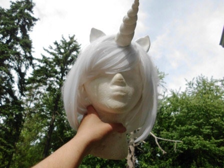 Unicorn Wig White  Unicorn Horn Costume Wig Short Bob My Little Pony Cosplay  MLP Clara The Guild