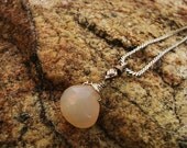 Chalcedony Briolette Necklace-Pale Yellow-Sterling Silver-Bridal-Anniversary