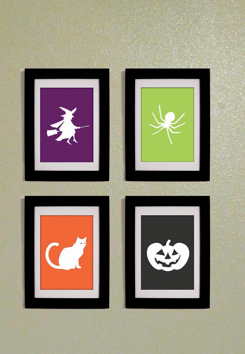 Printable PDF Set of Four Halloween Prints 5x7