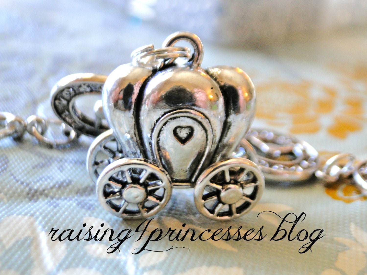 Wait for your Prince Bracelet and Earrings Set - Antique Silver Carriage with Moving Wheels - Pearl and Silver