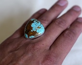 Royston Turquoise Hand Hammered Silver Ring SIZE 9