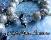 Basketball Wives Love and Hip Hop  Genuine Crystal  and Victorian Lace Pearl Angel Bracelet w/matching Earrings