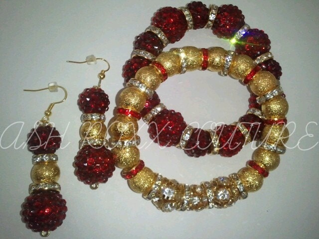 Ash Roxx Couture Exclusive "Red Tea" Earrings and Bracelet Set