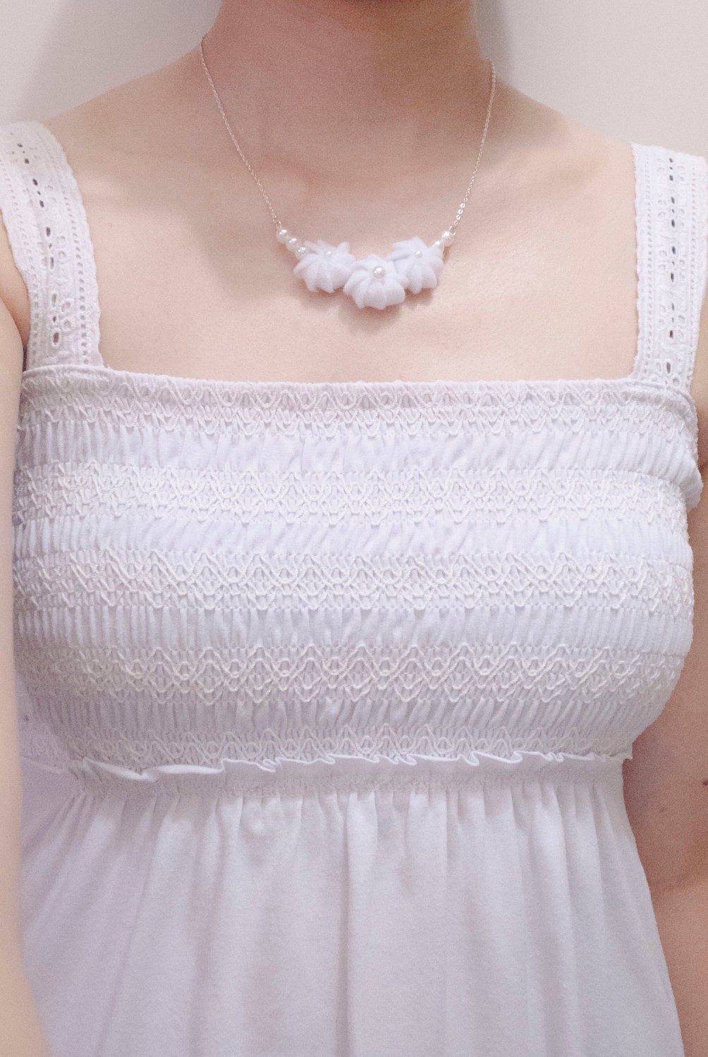 Felt Whipped Cream  with Pearls Necklace/Bracelet - Custom Made Available