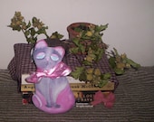 Pink Purple Cat Blue Eyes Handmade