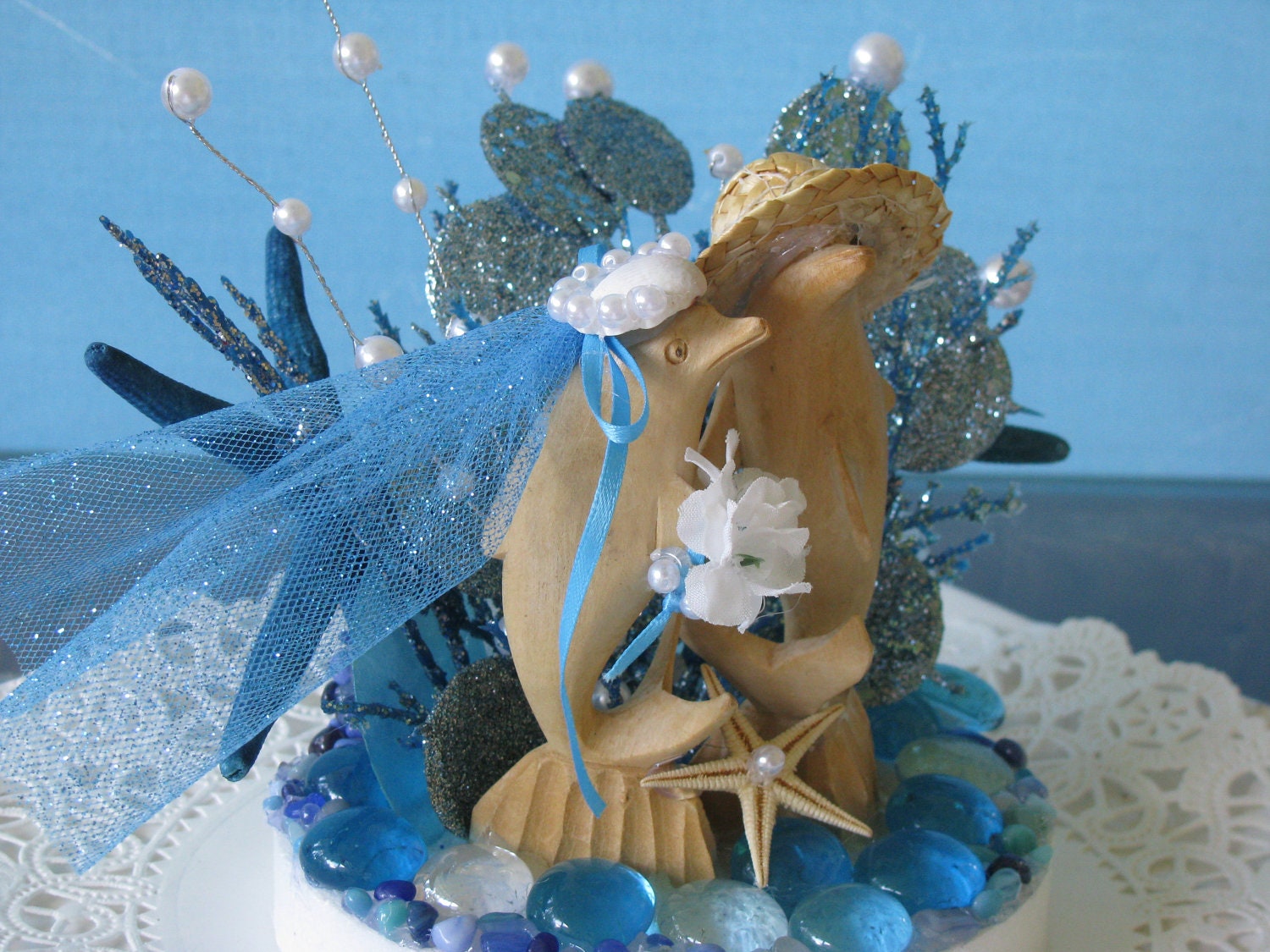 vintage wedding cake toppers Wedding Cake Topper - Dolphin Wedding Cake Topper - Seashell Wedding