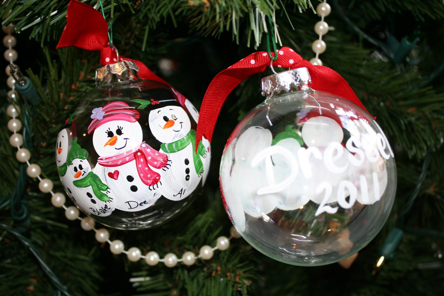 personalized hand painted snowman christmas ornament family