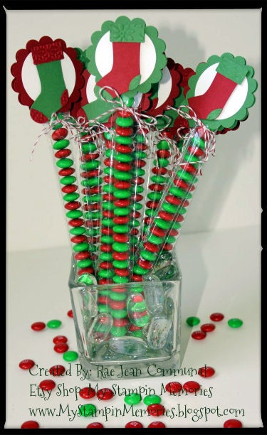 12 Holiday Christmas Stocking Party Favor Treat Bags Hang Tags Candy Tubes Toppers Red Green Birthday Gift Personalized Candy