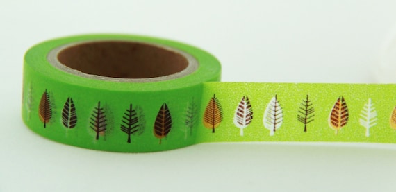 Green Forest Washi Masking Tape Roll 11yards WT148