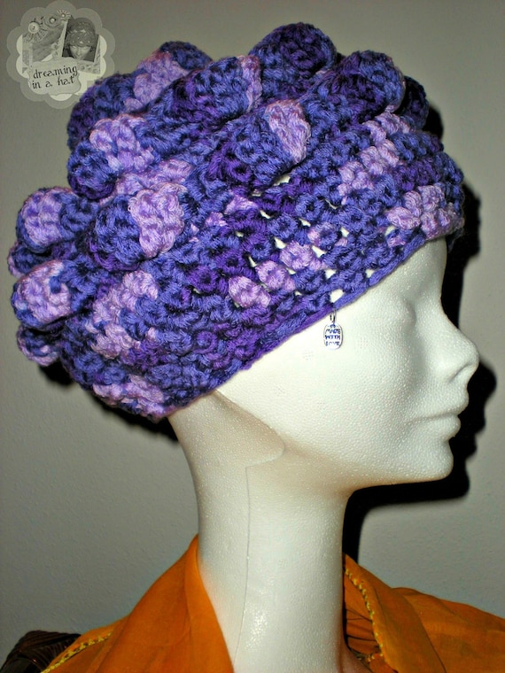 Crochet Hat - Bloomy Purple Wisteria