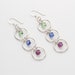 Triple Silver Hoop, Dangle Earrings with stones, Pick a color or Birthstone.