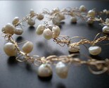 14k gold filled crochet necklace, with fresh water white pearls